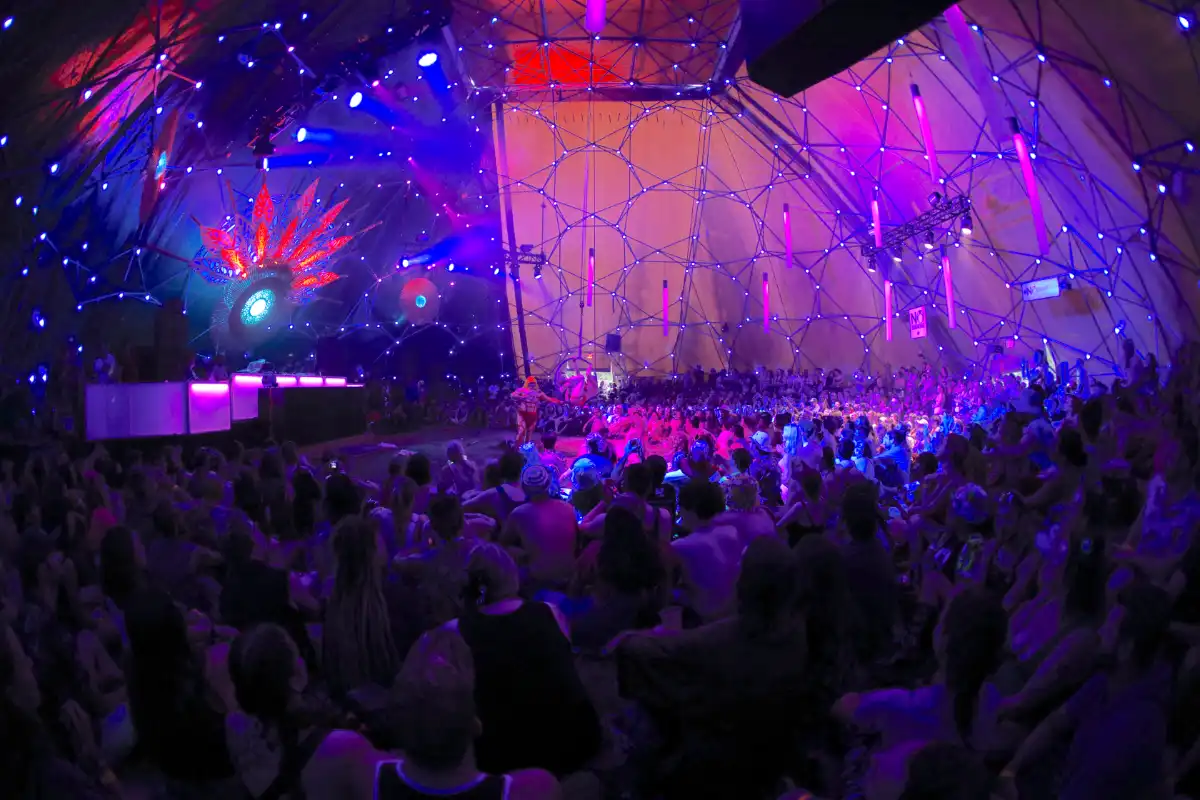 Large venue with crowd watching a circus