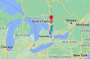 Map of route from Toronto