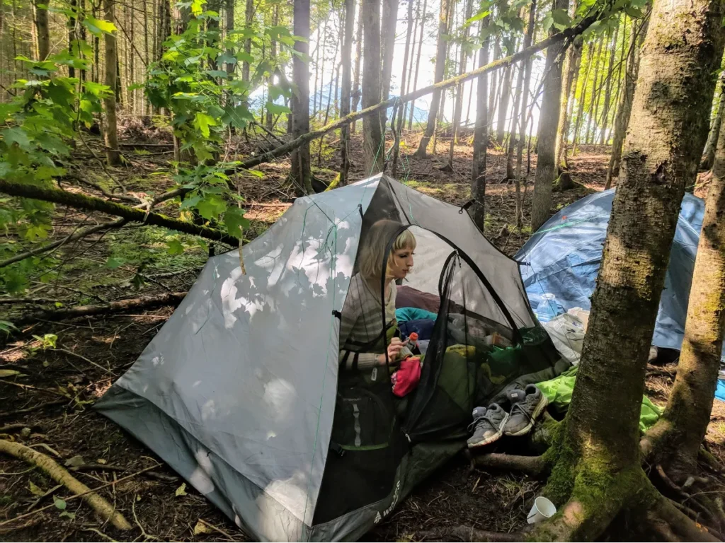 Person in tent