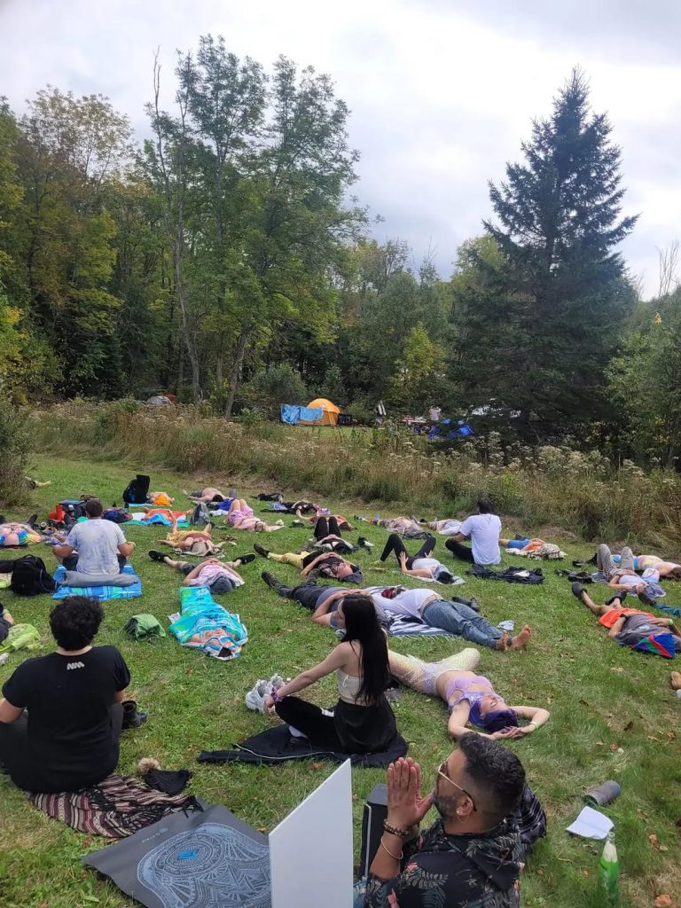 People lying on grass